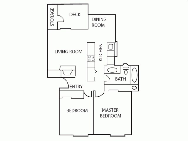 2 Bed, 1 Bath G104 floor plan